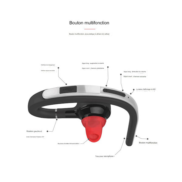 Mini Bluetooth Headset til Bil Sport Kørsel Enkelt Øre Headset