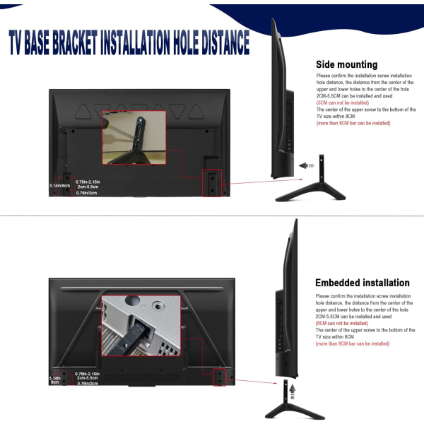 Universal TV-stativbein, Bordplate TV-stativbase Erstatningsbein