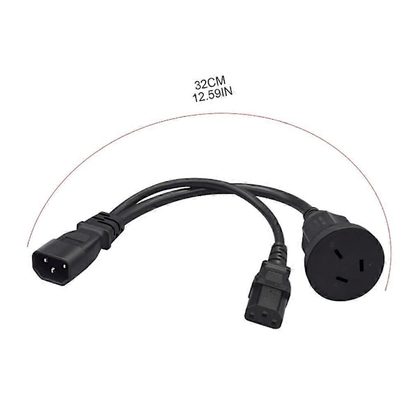 Y-jakaja-adapterijohto IEC320 C14 Urosliitin C13+AU10A/16A Naaras Virtajohtoon 10A