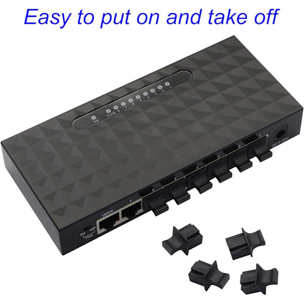 50-pack dammskydd för RJ45 Ethernet-hubb, svart