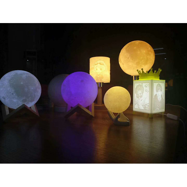 Månhängande Lampa Måne LED-ljus 3D-tryck 16 Färger Natt, ZQKLA