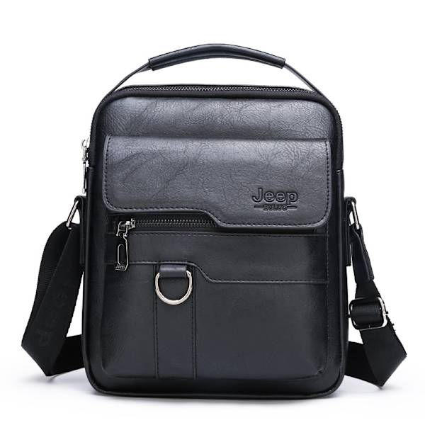 Messenger Bag för män Crossbody axelväska liten vintage PU läder väska påse sidokorsning handväska（SVART）