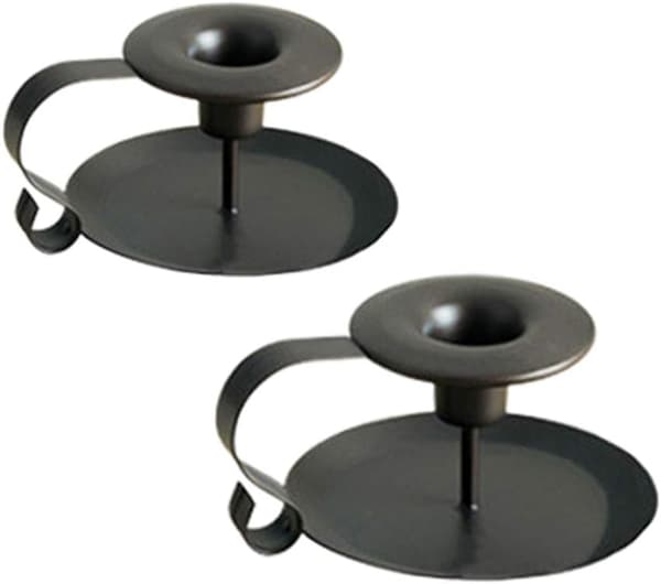 2 stk. Lysestage, Vintage Smedejerns Lysestage, Sort Ca