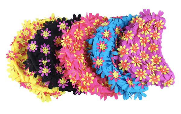 （Gul）Manuell Rhinestone Blomsterblad Retro Stil Badehette, ZQKLA