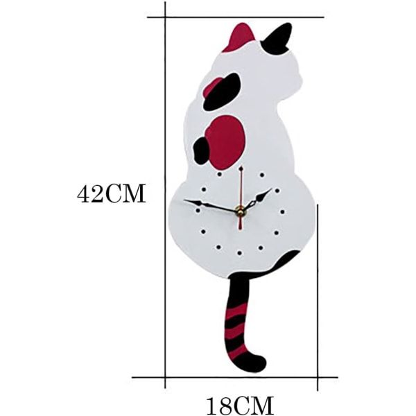 Kreativ kattväggklocka i akryl med kattsvanspendel (42 cm, ZQKLA