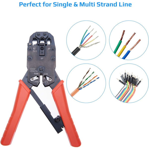 Krympetang Wire Crimper Skraldekabelklipper til 4P, 6P, ,ZQKLA