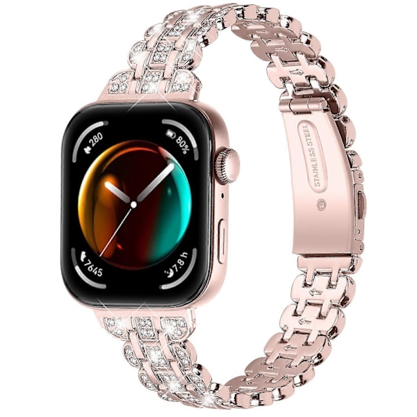 Typ B Metallarmband med Strassblommor för Huawei Watch Fit 3 Style B