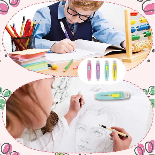 Set med 4 suddgummin, plastsuddgummin för studenter, lärare, dr, ZQKLA