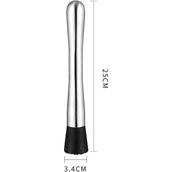 Is Muddler, 25CM Cocktail Muddler i Rostfritt Stål, Bar Cockta, ZQKLA