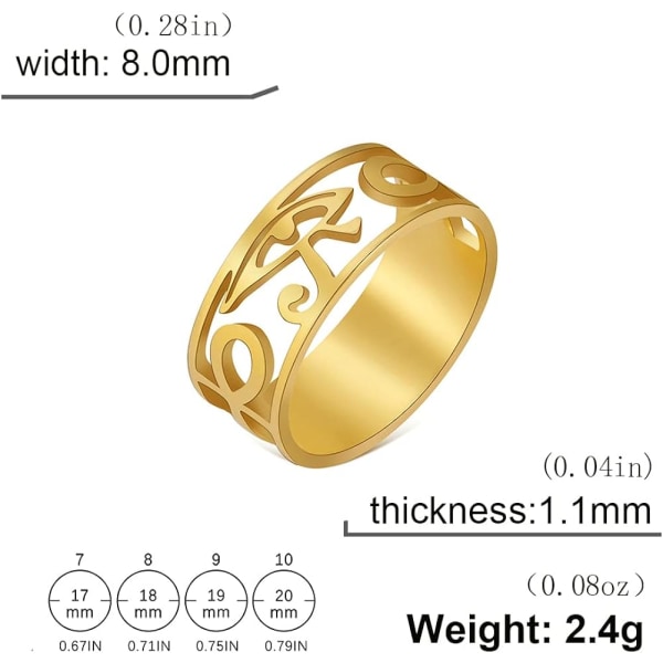 Øyet til Horus Ring Gammelt Egyptisk Symbol Øyet til Horus Ankh ,ZQKLA