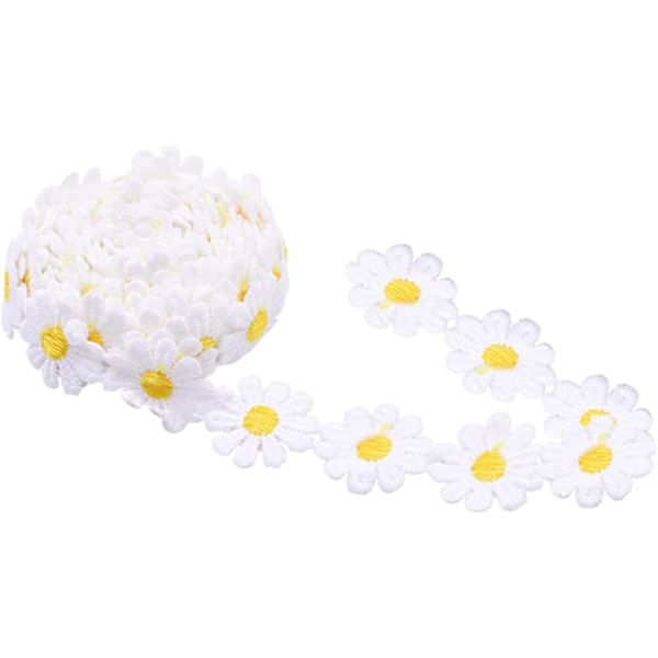 15 Yards 2,5 cm Syning Applique Kanter Blomst Broderi Lac, ZQKLA