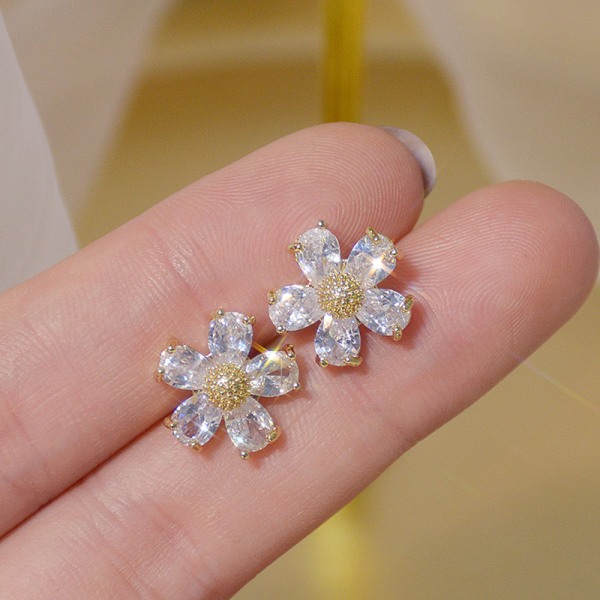 Little Daisy Crystal Flower Stud Korvakorut, ZQKLA