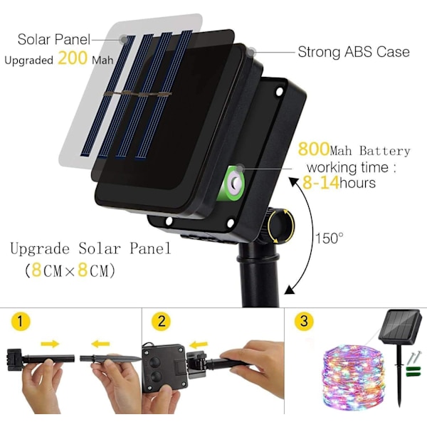Solarslingor Utomhus, 22M 200 LED Solarslingor, ZQKLA