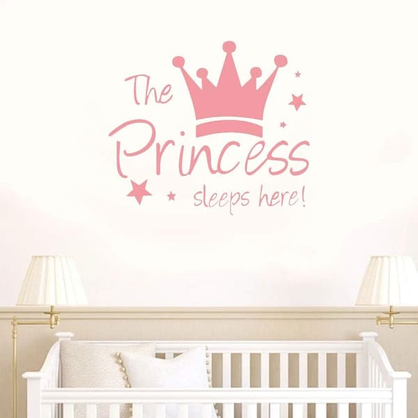 2 stk Veggklistremerke Prinsesse Sov Her 13,4 tommer Liten Krone St