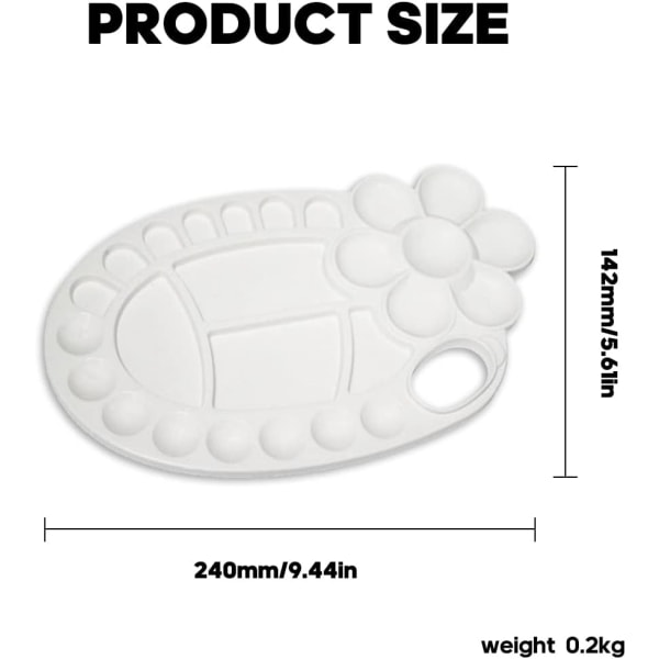 Plastmalingspalett Oval Malingspalett Palett for Gouache, ZQKLA