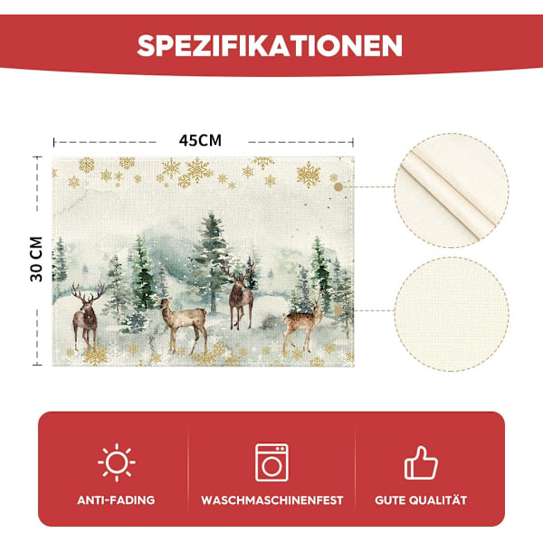 Muoti Jouluiset Tabletit, 4 kpl, Mänty Hirvi Lumihiutaleet Ho, ZQKLA