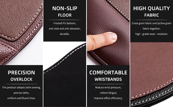 Lädermusmatta med handledsstöd och halkfri bas
