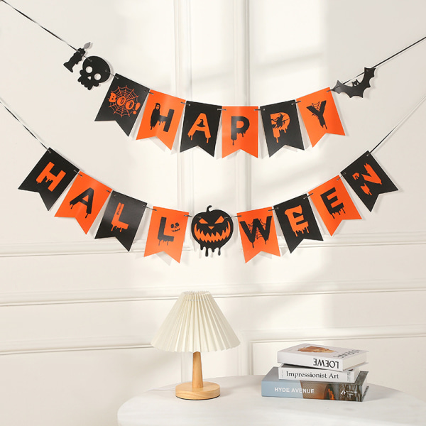 2-pack Halloween Alfabetiska Dragflagor Party Horror Tema Bakgrund, ZQKLA
