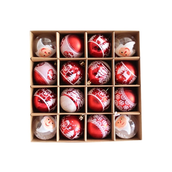 16 st/förpackning Jul Glitter Kulor Ornament Julgranskulor Hängande