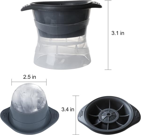 Store kugleformede isterningebakker 6 cm Sæt med 2 (grå)