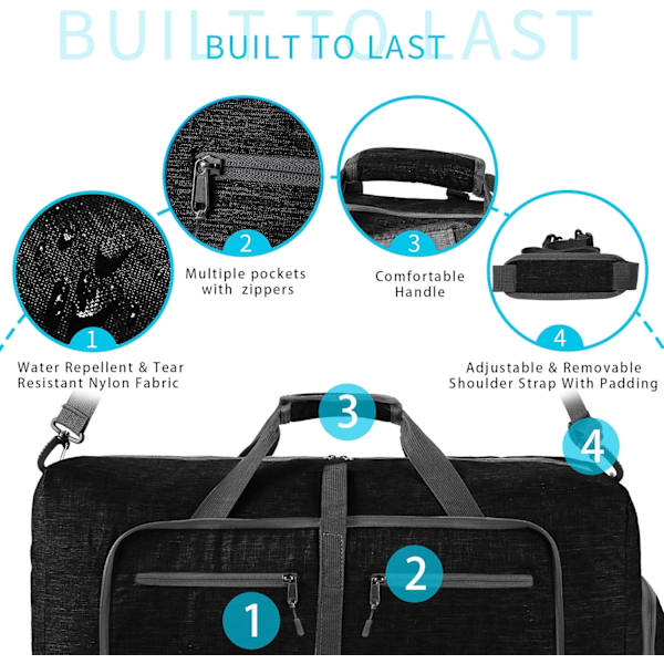 Menn's Foldbar Duffel Bag Vannresistent Stor Lett ,ZQKLA