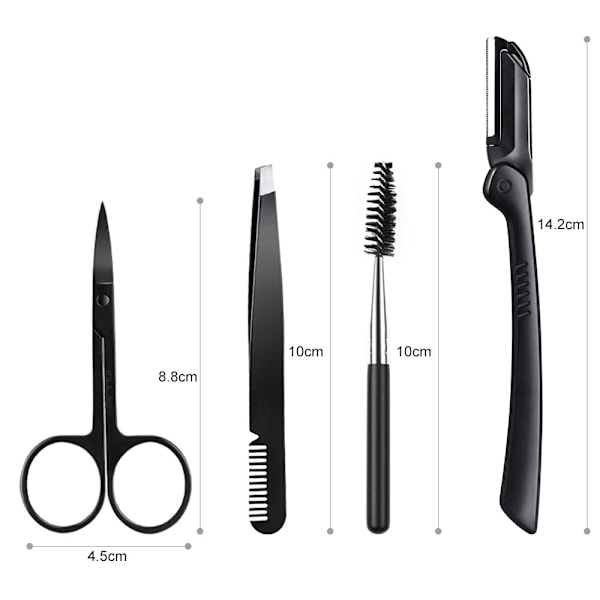 Øjenbryn Razor, Saks, Pincet 4 i 1 Øjenbryn Kit, ZQKLA