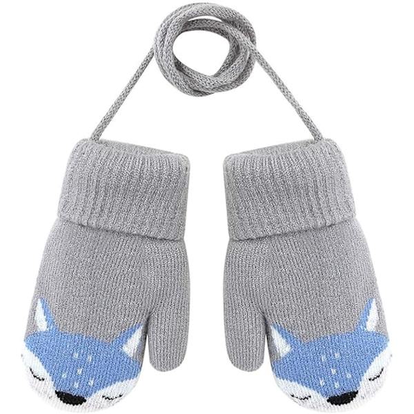 Baby Pojkar Flickor Vinter Stickade Vantar Varma Fleecefodrade Handskar, ZQKLA