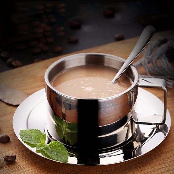 1 SÆT 200 ml Rustfrit Stål Kaffekopper Sæt Espresso Kopper, D,ZQKLA