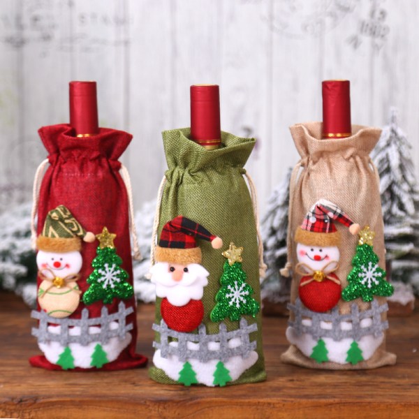 Jul Jutesäckar för Vin, 3 st Jul Vinflaskpresentpåse Co, ZQKLA