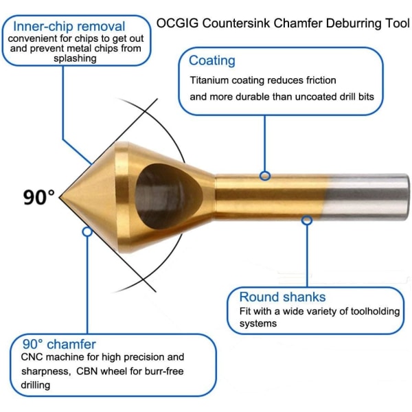 4stk Countersink Afgratning Countersink Countersink bor, ZQKLA