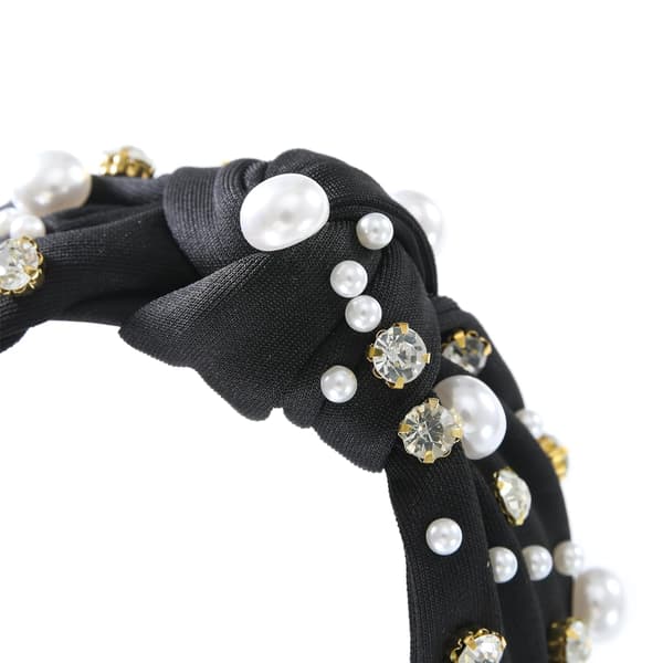 Perleknutet Hodebånd for Kvinner, Glitrende Rhinestone Juvelbesatt Hodebånd