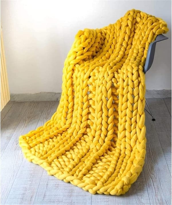 Stor, chunky strikket pledd 100*100cm, ZQKLA