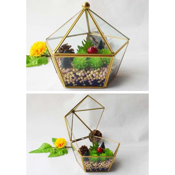 Moderne Kunstnerisk Klar Glas Smykkeæske Geometrisk Pentagon S,ZQKLA