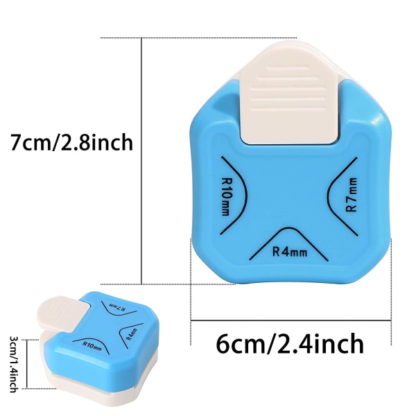 3 i 1 Hjørne Stans, R 4/7/10 mm, Afrundet Metal og Plastik, ZQKLA