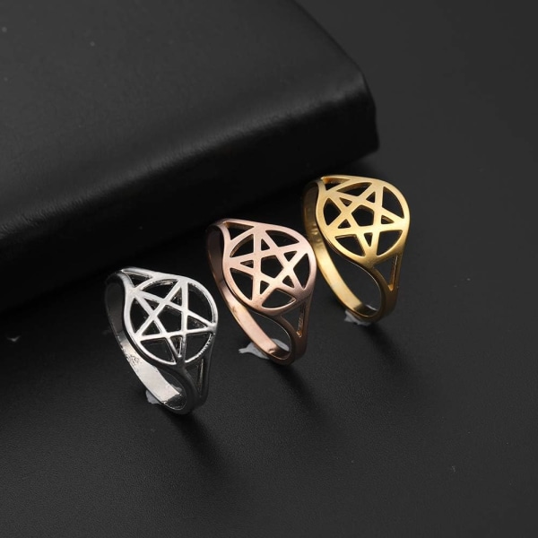 Pentagram Pentacle Ring Set för kvinnor Wiccan Star Ring Band ,ZQKLA