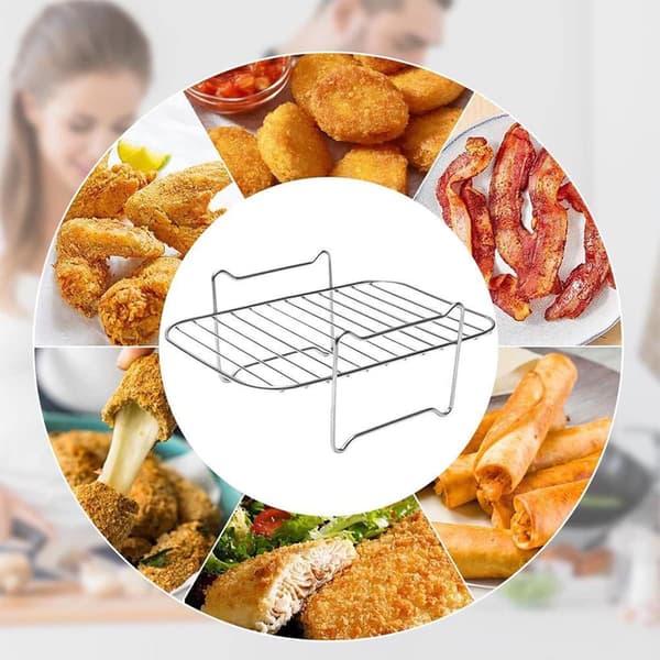 2 stk. Airfryer Stativ, 4 Spid 304 Rustfrit Stål Grillstativ