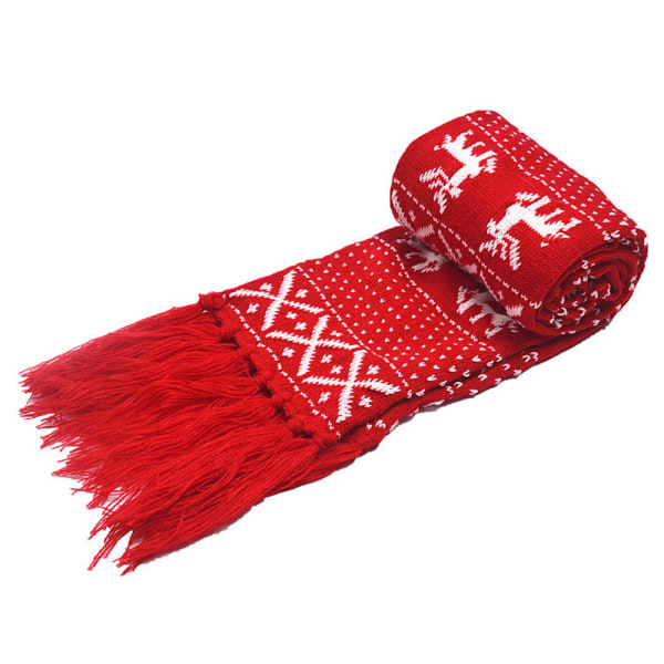 Unisex Christmas Reindeer Snowflake Scarf Fall Winter Warm Knit L