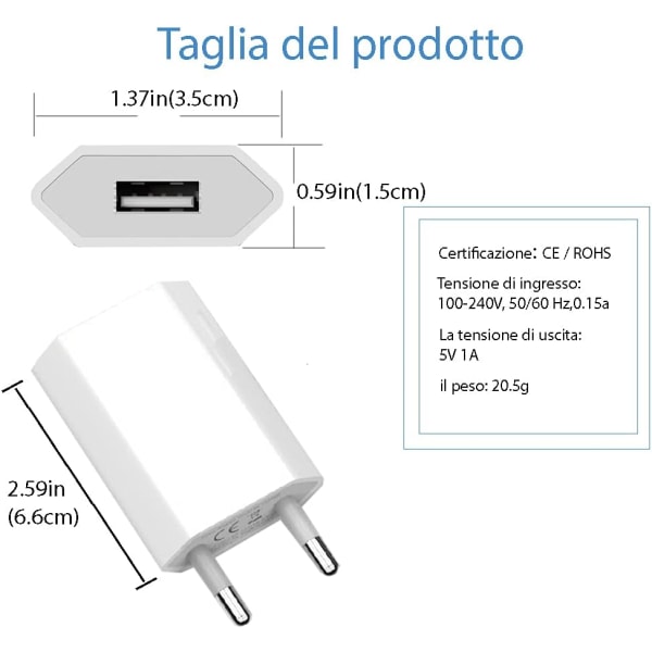 (2-pack) USB power 5V 1A Universal Adapter Sock,ZQKLA