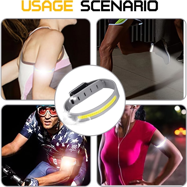 2-pack Laddningsbart LED-armband, 3 Ljuslägen, för Jogging