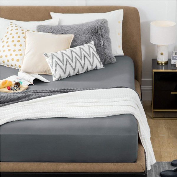 Sängkläder, lakan, queen size, grå - endast lakan för M,ZQKLA