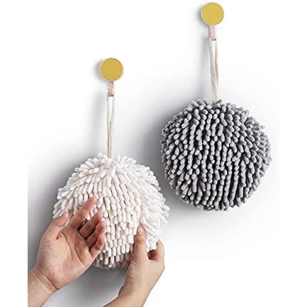 Fluffy Bath Towel Ball Set of 2 White and Gray - Dry Your Ha,ZQKLA