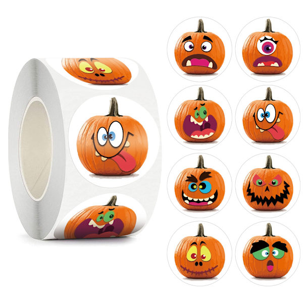Halloween-tarrat, 1000 kpl Halloween pyöreitä tarroja 2 rullaa, ZQKLA