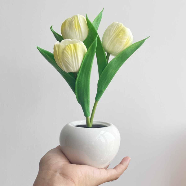 Led Bordlamper, Led Simuleret Tulipan Natlampe med Vase,,ZQKLA