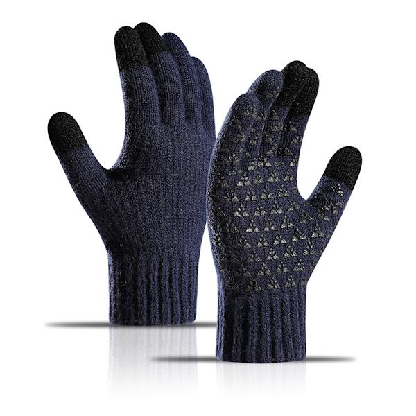 Unisex Varma Stickade Vinterhandskar, Tjockt Fleece Elastiskt Cu,ZQKLA