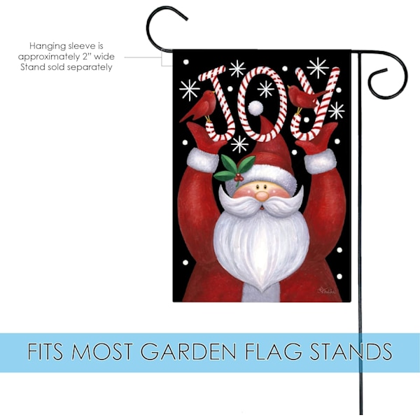 Santa Joy Dekorativt Flag, 12,5 x 18 Tommer (12,5\" x 18\"), Dobbeltsidet