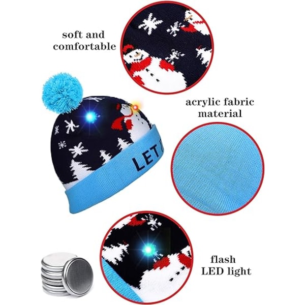 2 kpl Joulu LED Light up Pipo Hatut Ruma Sweater Kni, ZQKLA