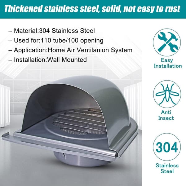 100mm Ventilationsgaller i Rostfritt Stål, Utomhus Rund Eld, ZQKLA