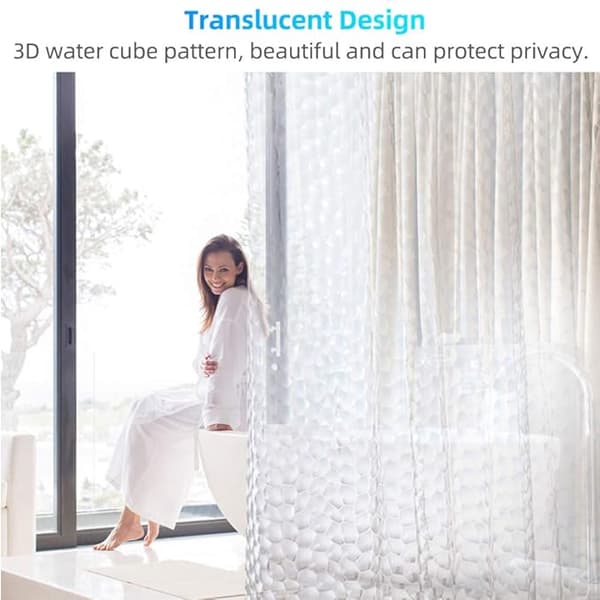Dewenwils Transparent Duschdraperi 180x200 cm, 3D PEVA Duschdraperi