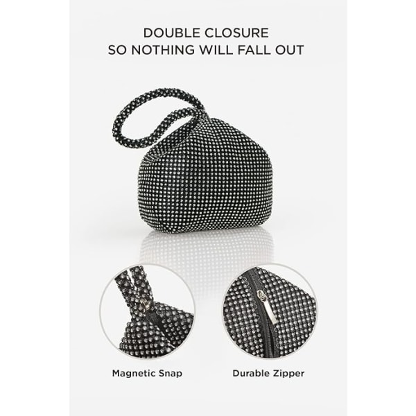 Kvinnors Rhinestone Clutch-Väska för Kvällsfester, Glittrande Triangel, ZQKLA