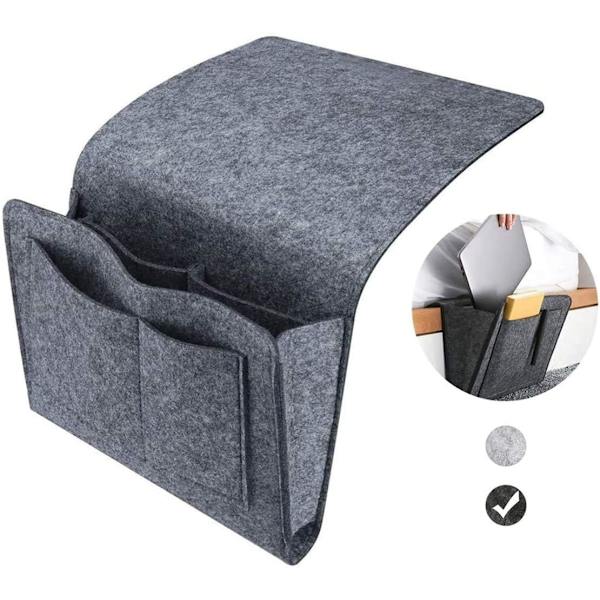 Sengside Oppbevaringspose i Filt med Lommer, Seng Sofa Skrivebord Henge, ZQKLA